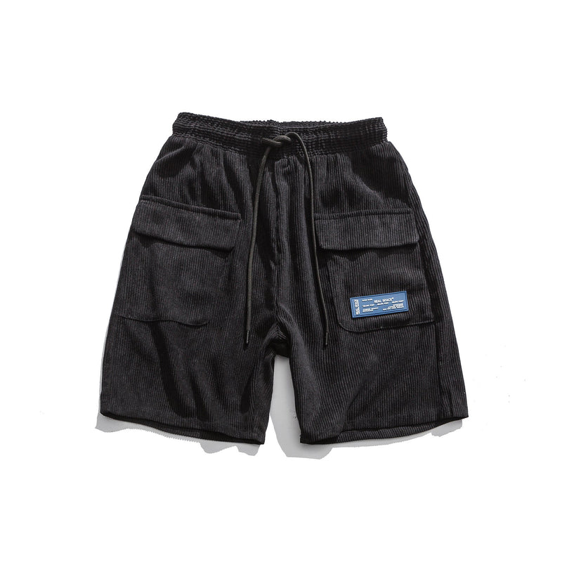 Men Shorts Men's Clothes Summer Wear Vintage Men's Shorts Casual Loose Corduroy Two Bags Cargo Pants Fashion