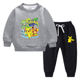 Children Pokemon Pikachu Hoodie & Pant Set Fleece Lined Padded Warm Keeping Winter Clothes Sweatershirt Suit