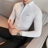Men's Shirts Embroidered Long-Sleeved Shirt