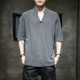 Men's T-Shirt Summer Men's Solid Color Short-Sleeved T-shirt
