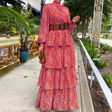 Women Bohemian Dress Women's Spring Floral Print Long Dress