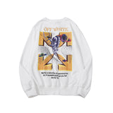 Off White Sweatshirts Long Sleeve round Neck Sweater Autumn and Winter Ladder Arrow Pattern Terry Sweater for Men and Women