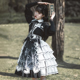 Gothic Lolita Harajuku Style Clothing Lolita Small Skirt Op Spliced Black Dress for Women