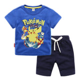 Children Pokemon Pikachu Tshirts & Shorts Cotton Short Sleeve Shorts Two Pieces Neutral