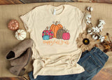 Halloween Costumes Happy Fall Pumpkin Pumpkin Printed round Neck T-shirt for Women