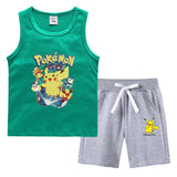 Children Pokemon Pikachu Tshirts & Shorts Vest Middle Pants Sports Casual Thin Two Pieces