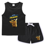 Children Pokemon Pikachu Tshirts & Shorts Casual Sports Sweat-Absorbent Suit Neutral