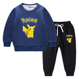 Children Pokemon Pikachu Hoodie & Pant Set Fleece Lined Padded Warm Keeping Winter Clothes Sweatershirt Suit