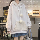 Gothic Lolita Harajuku Style Clothing Autumn Lambswool Colorblock Hood Loose Ear Sweater