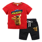 Children Pokemon Pikachu Tshirts & Shorts Cotton Short Sleeve Shorts Two Pieces Neutral