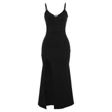 Music Festivals Rave Outfits Dress Summer Sexy Suspenders Slim Fit Slit Dress
