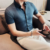 Men Shirts Stretch Business Short Sleeve Shirt