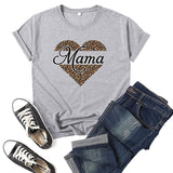 Boy Mama T Shirt Leopard Print Love Mama Printed Short Sleeve round Neck T-shirt