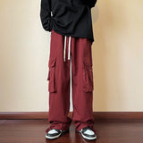 Men Cargo Pants Red Overalls Men's Spring and Autumn