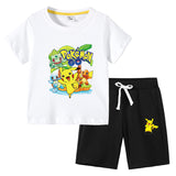 Children Pokemon Pikachu Tshirts & Shorts Cotton Short Sleeve Shorts Two Pieces Neutral