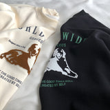 Diana Harvard Sweatshirt Cartoon Towel Embroidery Letter Printed Sweatshirt Female Leisure Pullover