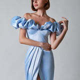 Mariah Carey Dress High Slit Dinner Dress Ruffled Dress