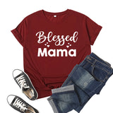 Boy Mama T Shirts Blessed Mama Printed Short-Sleeved Top