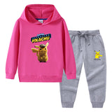 Children Pokemon Pikachu Hoodie & Pant Set Hooded Sweater Trousers Two-Piece Baby Cotton Sweater Set