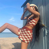 Women Top & Pant 2 Piece Set Summer Strap Backless Halter Vest High Waist Sheath Shorts Casual Suit