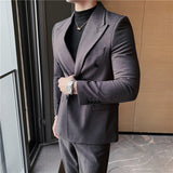 Double Brewed Seersucker Suit Spring New Men's Suit Slim Striped Suit