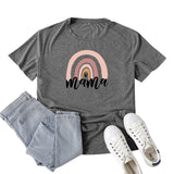 Boy Mama T Shirts Rainbow Mama Pattern Printed Short Sleeve T-shirt
