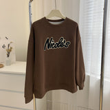 Harvard Sweatshirt Crew Neck Pullover Sweatshirt Female Winter Loose-Fitting Fashion Retro Thickened Warm Coat