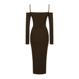 Emily Ratajkowski Dress Long Sleeve Tube Top Sexy Spaghetti Straps Knitted Dress