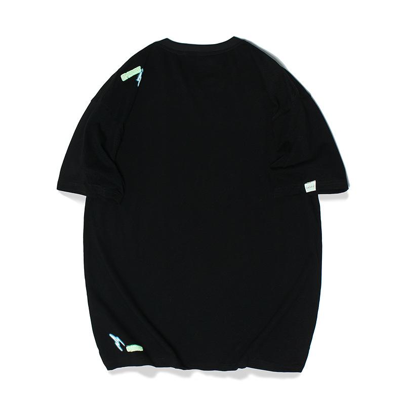 Men T Shirt Summer Casual Tops Men's Clothes Summer Wear Vintage Men's round Neck Short Sleeve Casual Loose Lightning Letter T-shirt