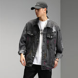 Spray Painted Jacket Fall Men's Clothing Jacket Casual Loose Denim Jacket