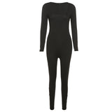 Fall Women's Clothing Sexy Low Cut High Waist Hip Lift Tight Casual Sports Fitness Jumpsuit