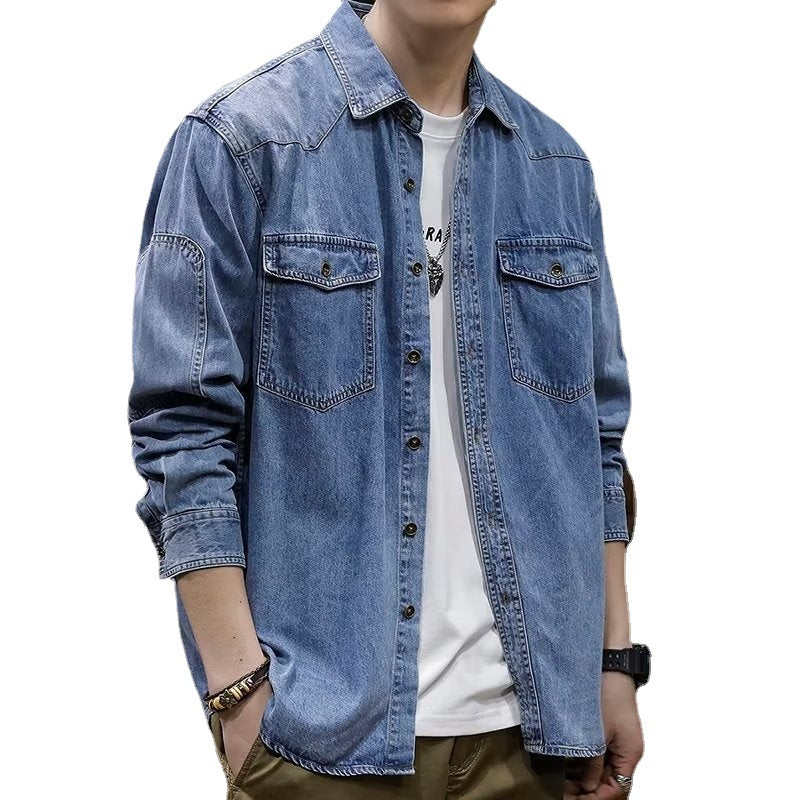Denim Shirts Spring and Autumn Coat Men's Casual Loose Shirt