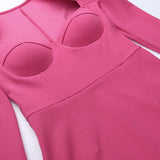 Emily Ratajkowski Dress Padded Shoulder Retro Hip-Wrapped Long Sleeve Skirt