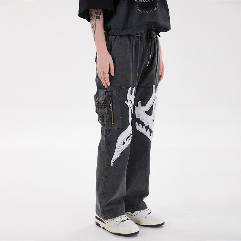 Printed Multi-Pocket Cargo Pants Men's plus Size Retro Sports Casual Pants Street Trendy Trousers Men Pants