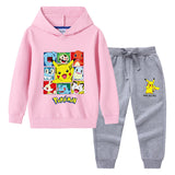 Children Pokemon Pikachu Hoodie & Pant Set Sweater Suit Cotton Trendy