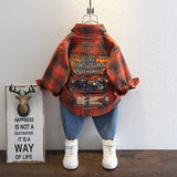Toddler Boys Sweater Boys' Plaid Shirt Casual Loose Spring and Autumn