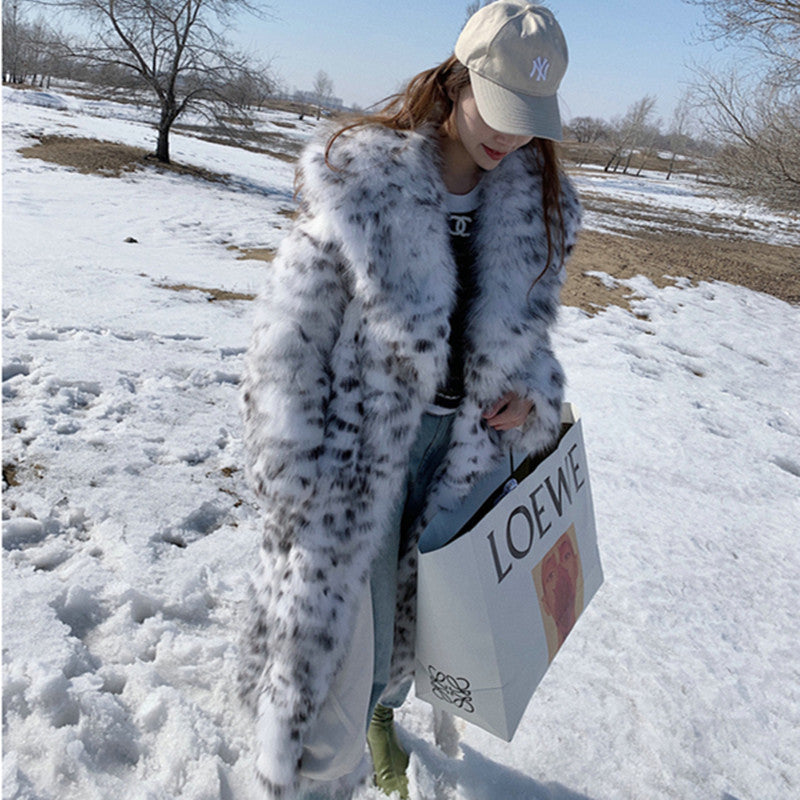 Women Dalmatian Coat2022 Faux Fox Fur Fur Black Dot Leopard Print Coat Fur for Women