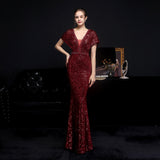 Sequin Evening Dress Elegant Evening Party Dress for Women Autumn