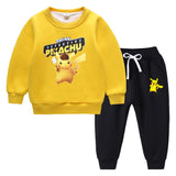Children Pokemon Pikachu Hoodie & Pant Set Fleece Lined Padded Warm Keeping Winter Clothes Sweatershirt Suit