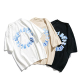 Couple's Three-Dimensional Letter Short Sleeve T-shirt Men's Summer Loose round Neck Half Sleeve Student Cotton Casual