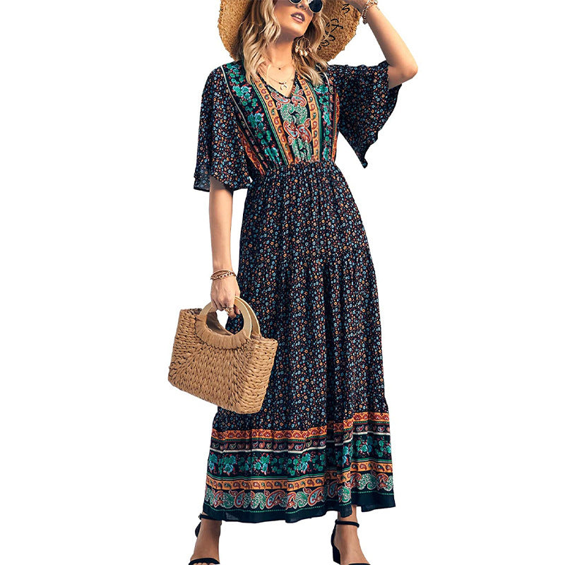 Beth Dutton Bohemian Dress Summer Spring Midi Dresses Beach Vacation Large Swing Dress