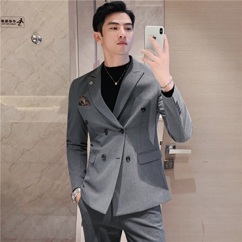 Double Brewed Seersucker Suit Wedding Suit Two-Piece Suit