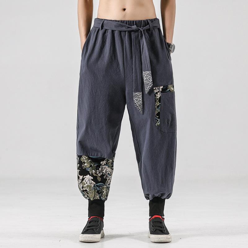 Linen Pants Straight Leg Pants Drawstring Lightweight Elastic Beach Pants Autumn Men's Loose Casual Pants