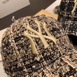 Yankee Baseball Cap Color Matching Woolen Plaid Embroidery Matching Baseball Cap