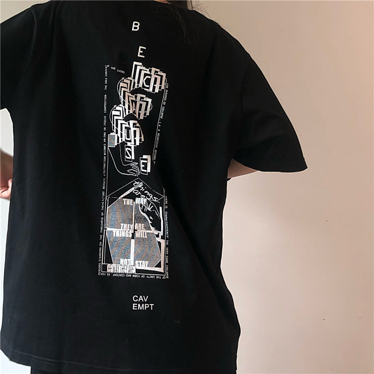 Cavempt Ce Life Cave @ MPT C.E Fashion Brand Geometric Letter Steam Wave Casual Printed Short Sleeves Men's and Women's T-shirt