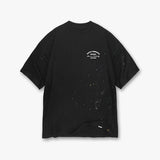 Present T Shirt Color Splash-Ink Letter Printing Loose Heavy Couple