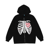 Skeleton Hoodie Bone Dark Y2g Zipper Fleece Clothes