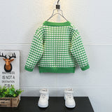 Toddler Boys Sweater Boys' Knitted Plaid Sweater Cardigan Coat