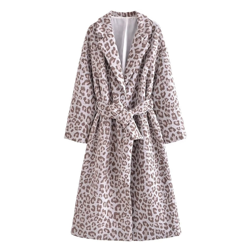 Women Dalmatian Coat Wool Leopard Print Women's Coat