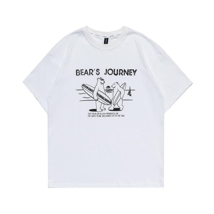 Men T Shirt Summer Casual Tops Men's Clothes Summer Wear Vintage Men's round Neck Short Sleeve Casual Loose Cartoon Bear Printed T-shirt